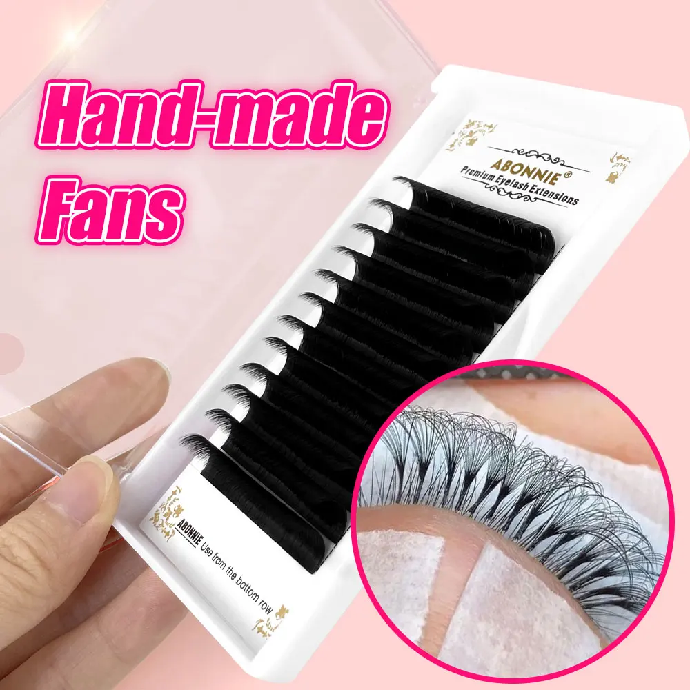 

Abonnie Handmade Easy Fan Lash Extensions 0.03 Matte Black Auto Fan Eyelashes 8-25mm Soft Easy Fans Blooming Lashes Extensions