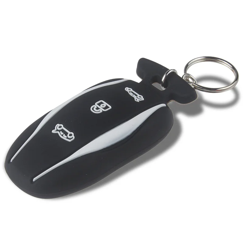 Schlüsselanhängerhülle Silikonband für Tesla Model 3/Y/S/X Zubehör Schlüsselanhängerhalter mit Metall-Schlüsselanhänger. – Detail 6