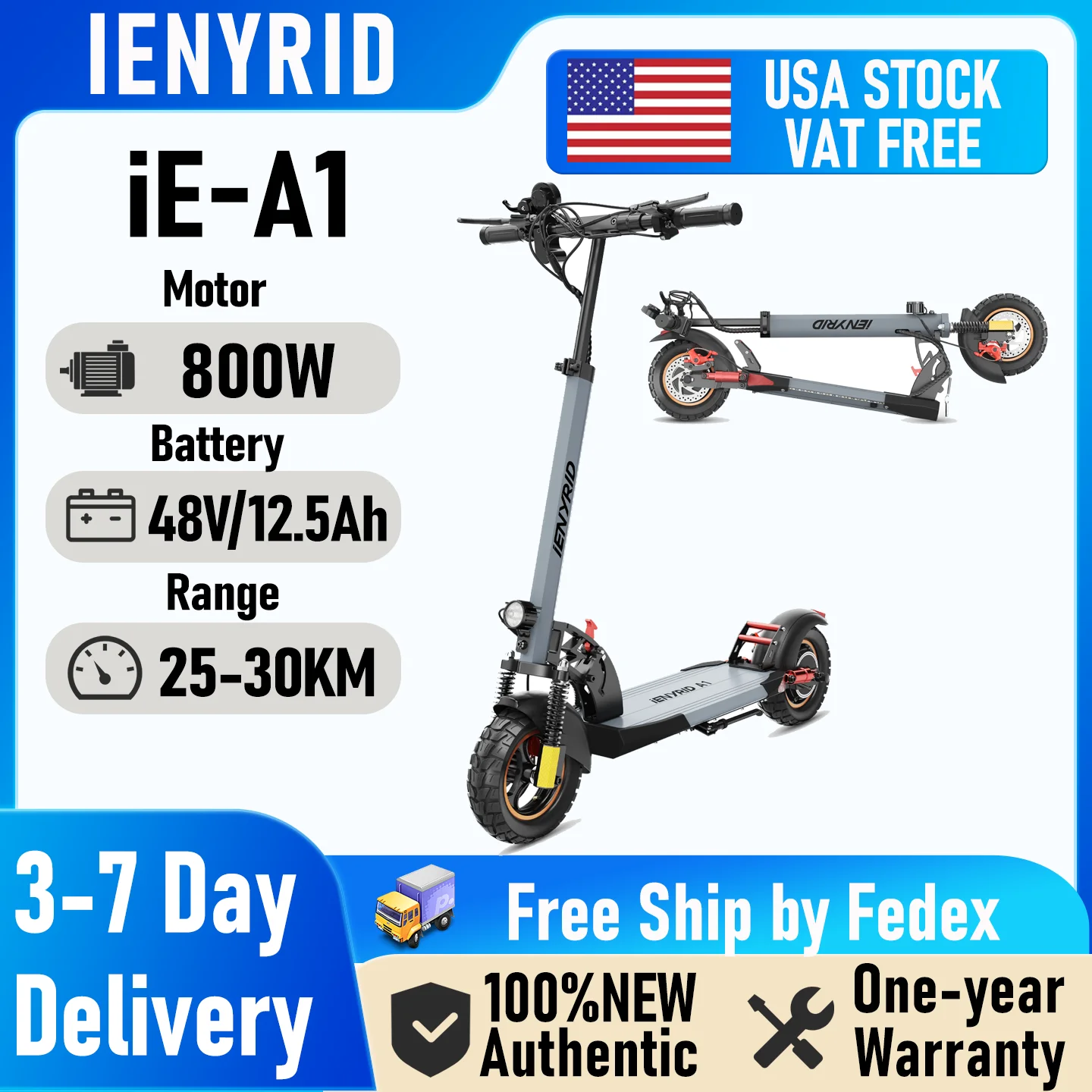 سكوتر كهربائي قابل للطي IENYRID iE-A1 الذروة 800 واط موتور 48 فولت/12.5 AH E-سكوتر السرعة القصوى 45 كجم في الساعة ماكس المدى 20-30 كجم سكوتر #1