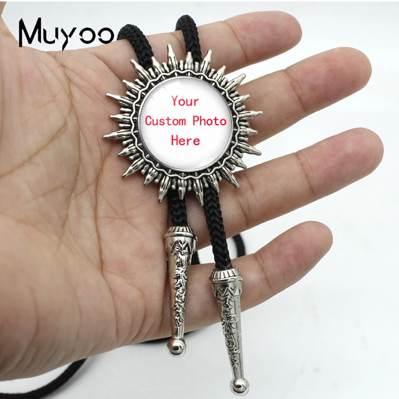 

2021 New Arrival Personalize Custom Glass Cabochon Cowboy Necktie Necklace Bolo Tie Pendant Necklaces Jewelry OMG