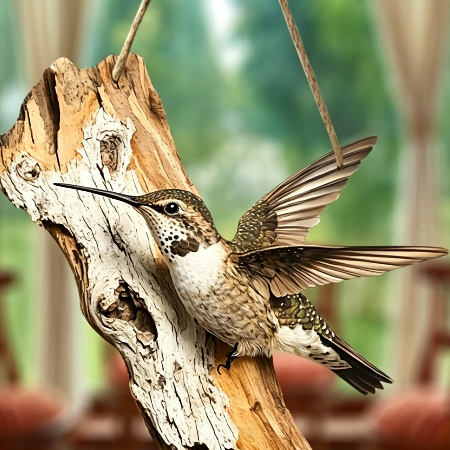 Rustic Hummingbird Wooden Hanging Sign, 2D Printed Wood Wall Decor, American Country Style Bird Plaque Gift for Bird Lovers, 5mm Thickness Boxwood