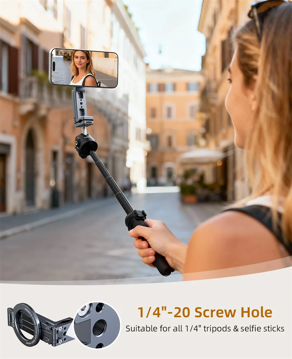 Dwustronny magnetyczny uchwyt na telefon z klipsem, statyw biurkowy do iPhone 17/16/15/14 Pro, idealny do ćwiczeń, vlogów, podróży samolotem. — zdjęcie produktu 5