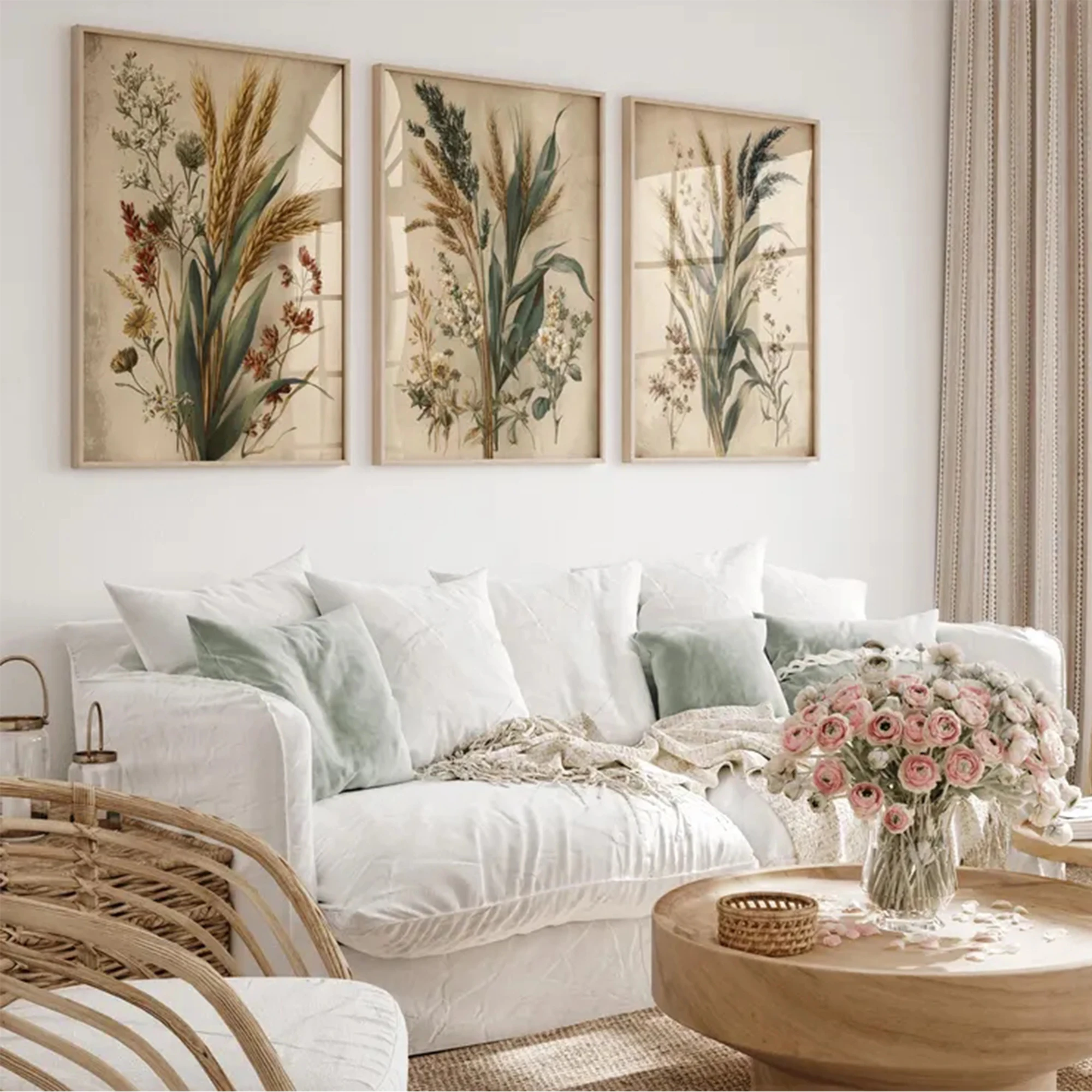 3pcs frameless Canvas Painting 3pcs Retro Autumn Harvest Golden Wheat  Wall Art Print Canvas Painting Poster Picture For Living