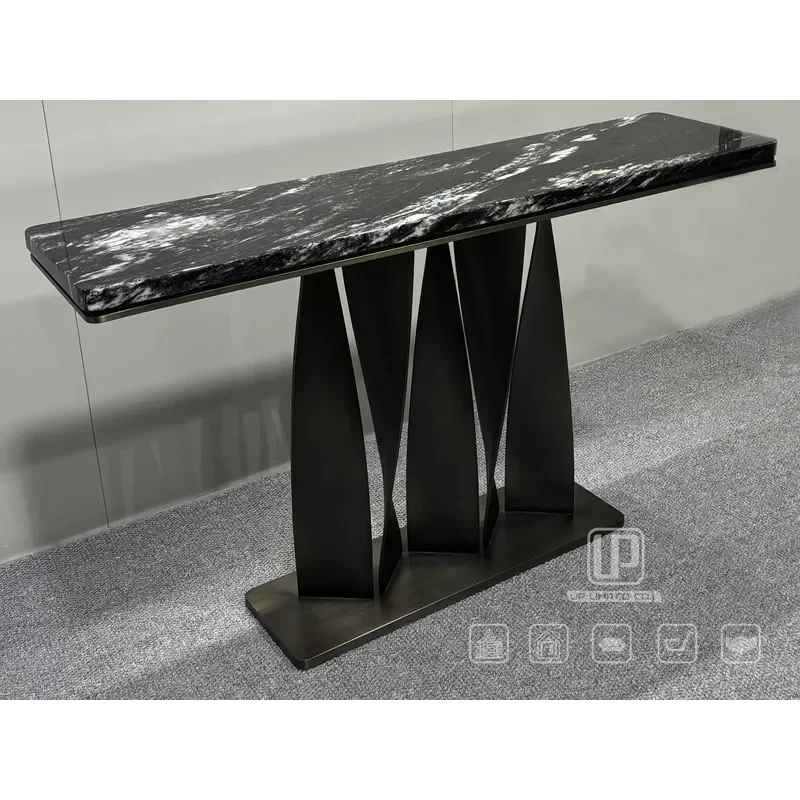 New Natural Marble Countertop with Stainless Steel Frame Elegant Foyer Entrance Side Table