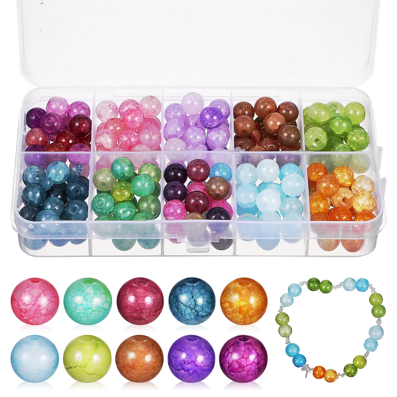 

1pcs Glass Beads Crackle Craft DIY Jewelry Making Supplies Beads For Bracelets Necklaces Charms Projects Bulk Pack