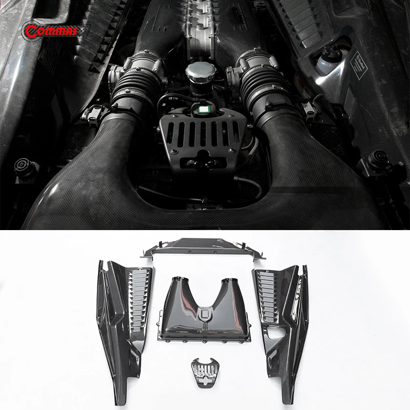 5Pcs/set Car Engine Compartment Partition Panel Air Inlet Box Hood Lock Replacement Interior Accessory For Ferrari 458 OEM Style
