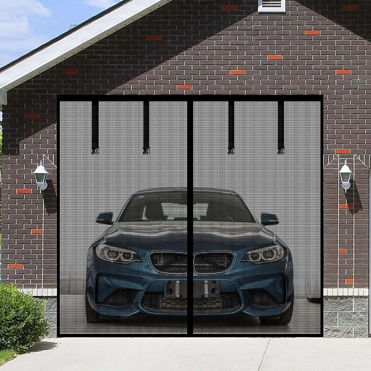 

Magnetic Garage Screen Door for 1 Car Garage 9x7FT, Reinforced Fiberglass Mesh with Self-Sealing Magnets, Hands-Free Entry