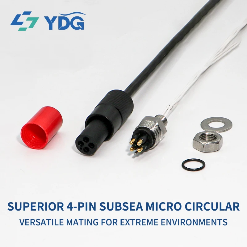 MCIL4F+MCBH4M SubConn Compatible Micro Connectors Male & Female Bulkhead Cable Watertight Gold Plated Stainless Steel Marine ROV