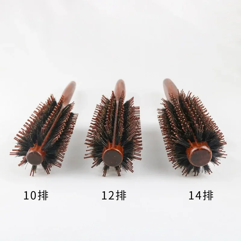 Straight Twill Boar Bristle Round Rolling Brush Wood Handle Round Barrel Hair Curling Brush Hair Comb Hairdressing Tool