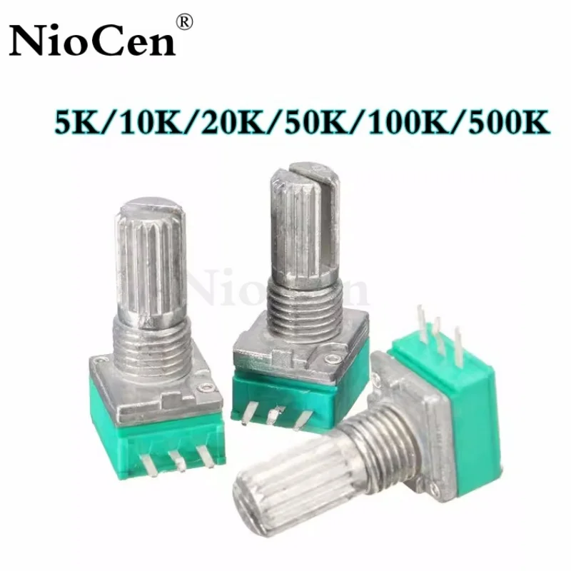 (5PCS) Single Linear Rotary Potentiometer  6MM 3 Pin Potentiometer B Type 5K 10K B20K B50K B100K B500K Ohm Turn Knurled Shaft