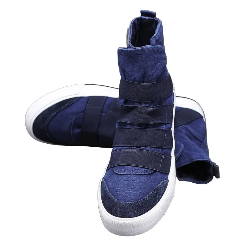 

OVXUAN Retro High Top Thick Band Winding Platform Boots Round Toe Canvas Shoes For Men Flat Heeled Slip On Sneaker New In Summer