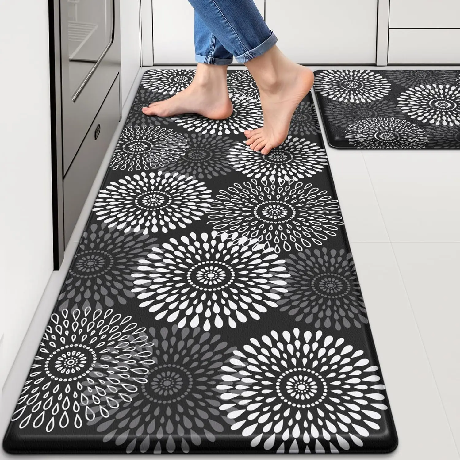 

Kitchen Mat Cushioned Rugs Anti-Fatigue Mats for Kitchen Floor,Waterproof Non-Slip Mats and Rugs Set for Office,Floor,L