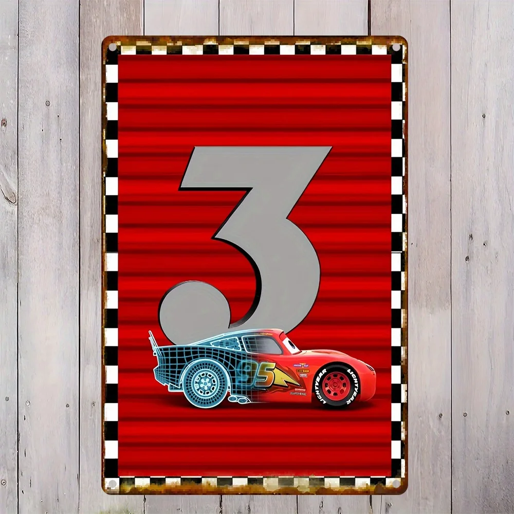 Vintage Cars Metal Wall Decor Sign - Red 