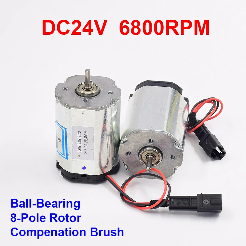 Micro 8-pole Rotor Motor DC 24V 6800RPM Ball Bearing Compensation Brush Electric Motor Large Torque Long Life for Pump