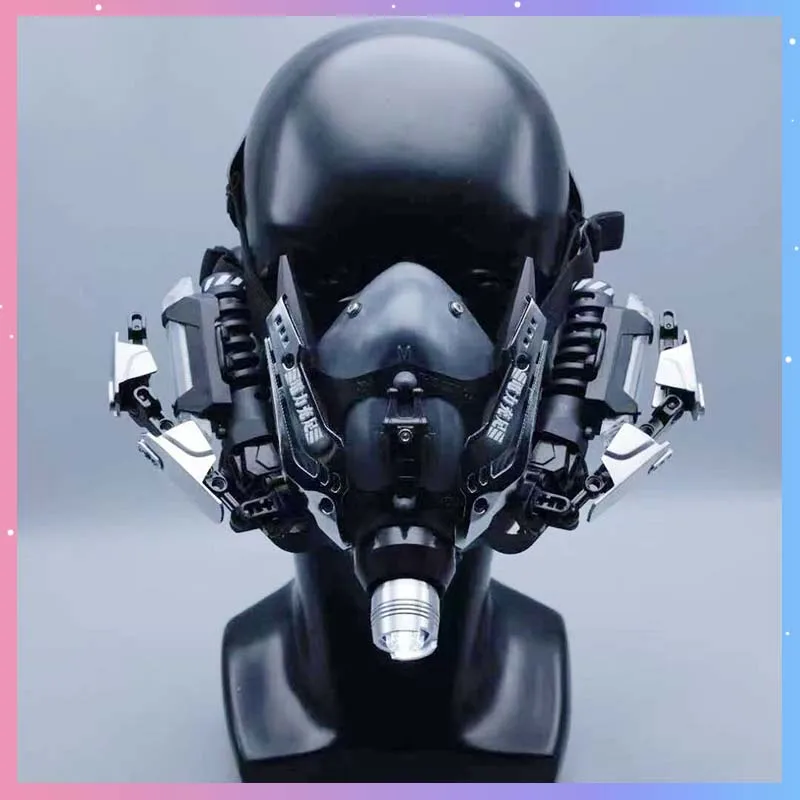 

Cyber Punk Mask Half Face Mechanical Mask Costumes Commander Tactical Functional Wind Cosplay Warrior Halloween Party Props Gift
