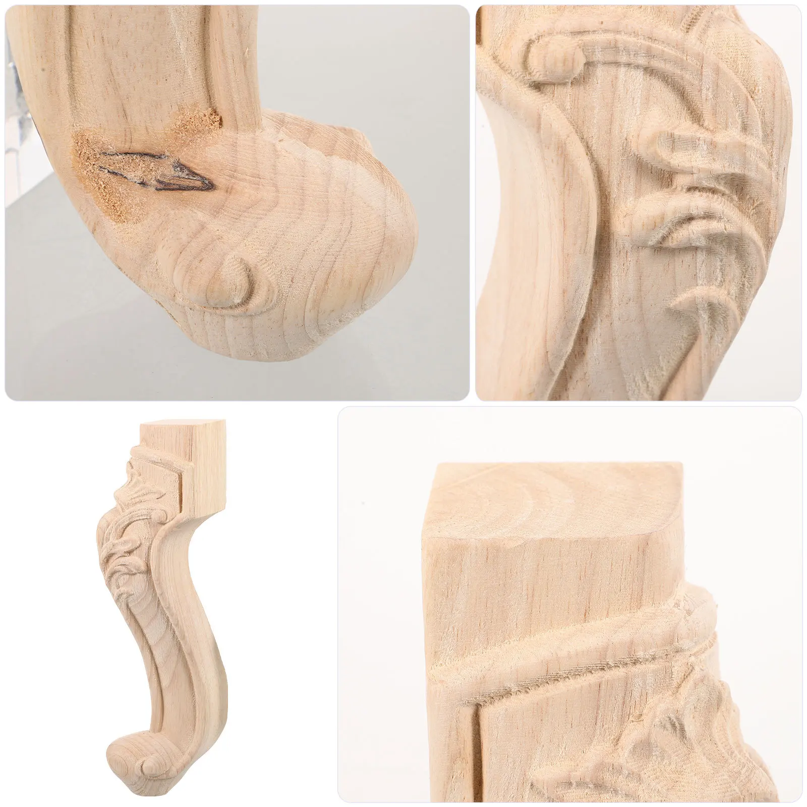 European Style Wood Carved Furniture Leg Rubber Wood Replacement Table Legs Couch Feet Replacement Furniture Feet