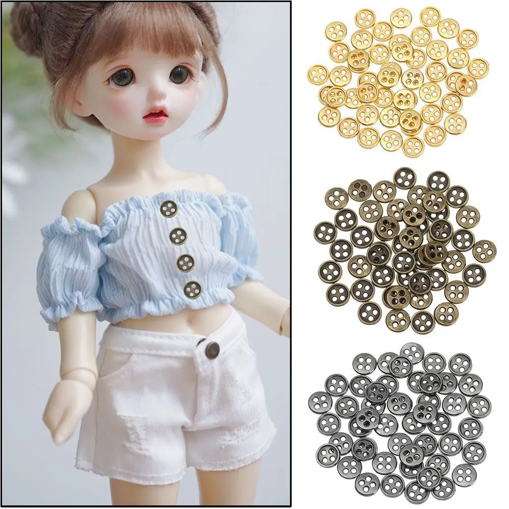 20Pcs 6mm Mini doll clothes buckles Round Metal Buttons Handmade Clothing Sewing Buckle DIY Doll Clothes Accessories