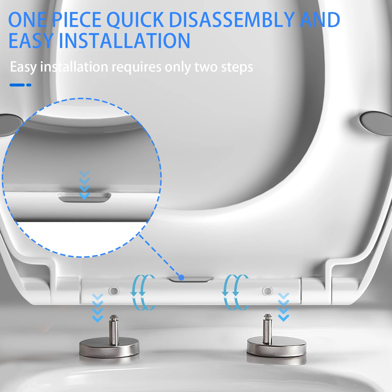 غطاء بيضاوي لمقعد المرحاض من النوع O من النوع O - مفصلات متينة سريعة الإصدار، غطاء صوان مدمج سهل التركيب ومضاد للخدش