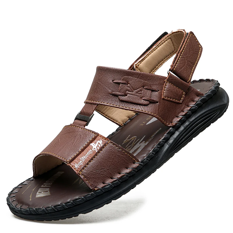 Neue Sommer-Leder-Römersandalen für Herren, Business-Casual-Schuhe, Outdoor-Strandsandalen, Herrenpantoffeln, Herrenschuhe in Übergrößen 38-50