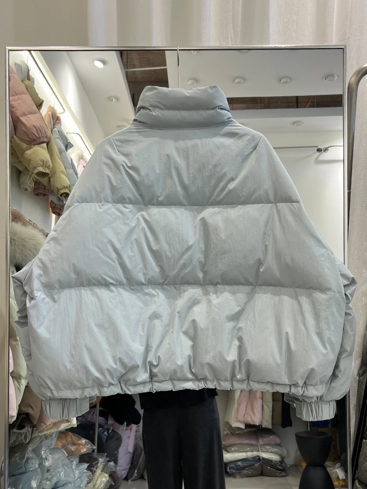 冬の韓国風新作ショート丈スタンドカラーパンダウンジャケット レディース ゆったり 厚手 暖かい ホワイトダックダウンジャケット