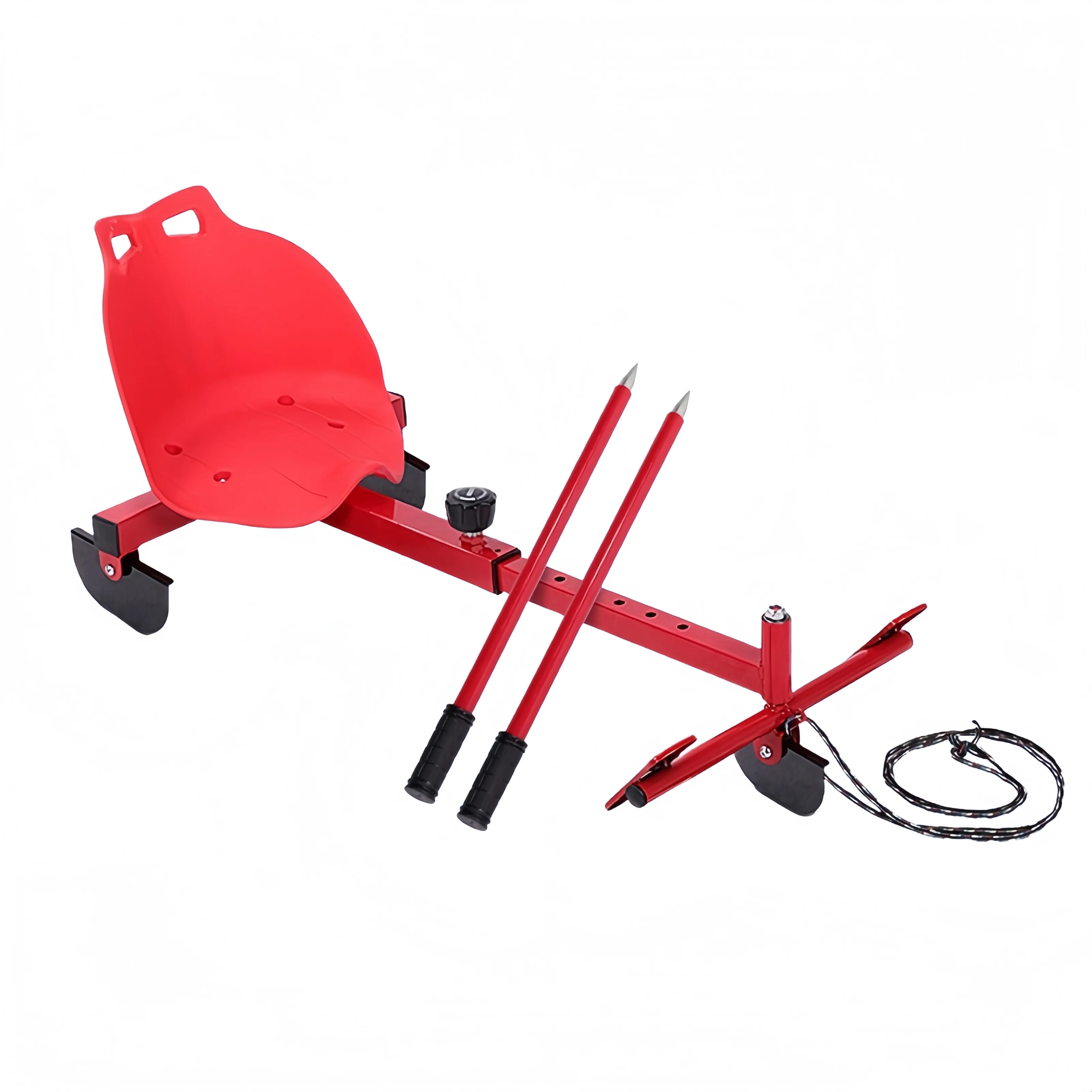 Professional Non-Motorized Ice Sled with Ski Poles, Winter Snow Vehicle for Children and Adults Use