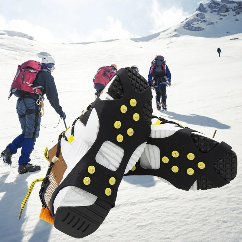 〔CC88〕Outdoor Hiking Anti-skid Ice Gripper ,10 Teeth Ice Claws Winter Snow &Ice Road Fall Prevention Spikes Non-slip Shoe Covers