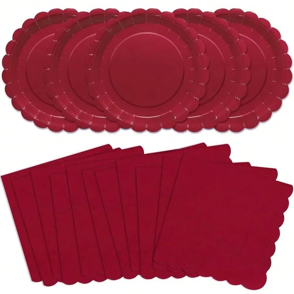 

Red Paper Plates Napkins Red Disposable Party Tableware Set For Birthdays Christmas Bridal Shower ShowerServes 50,Red