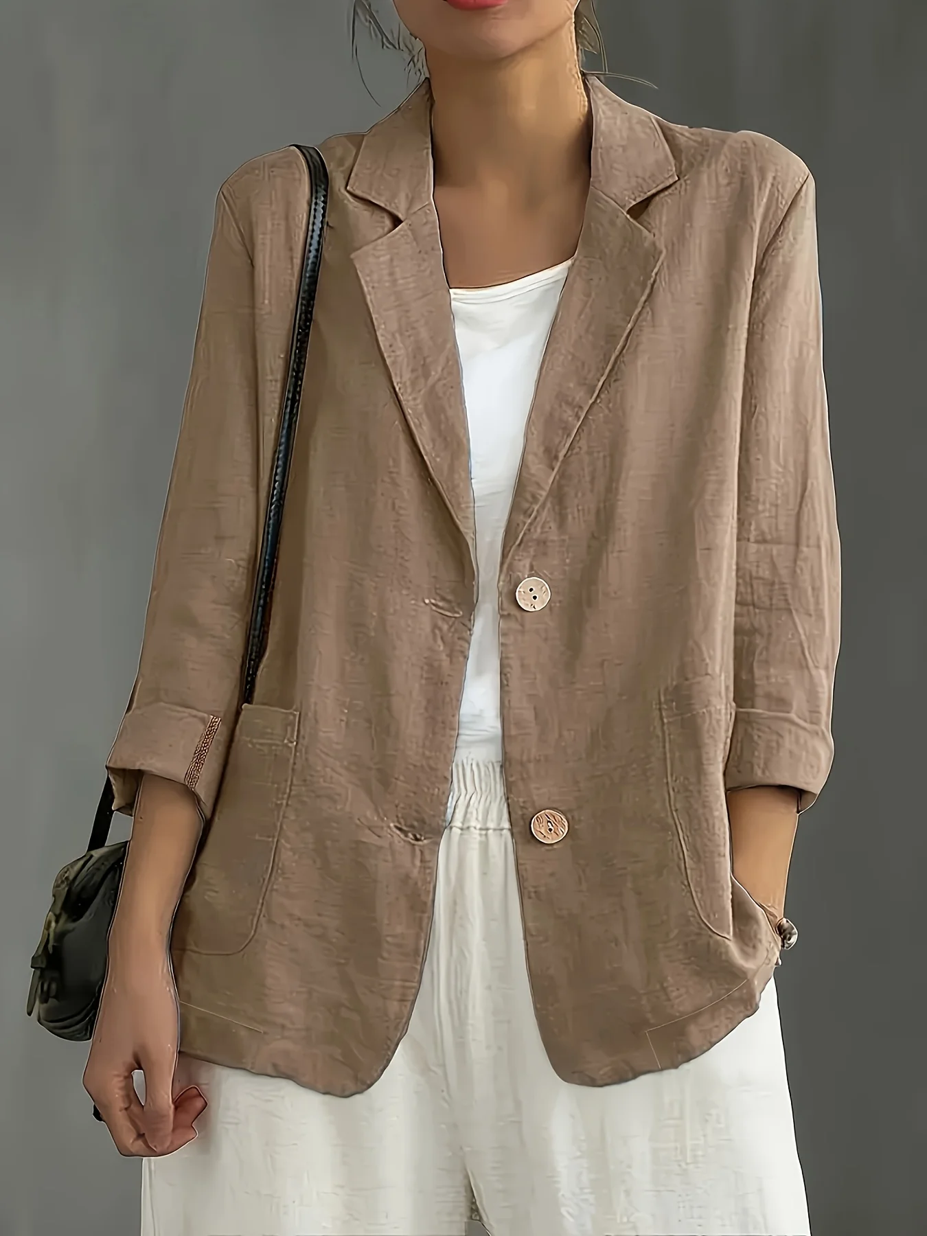 

Новый стиль: Повседневный блейзер из чистого хлопка с двумя пуговицами, длинными рукавами и карманами, весна/лето