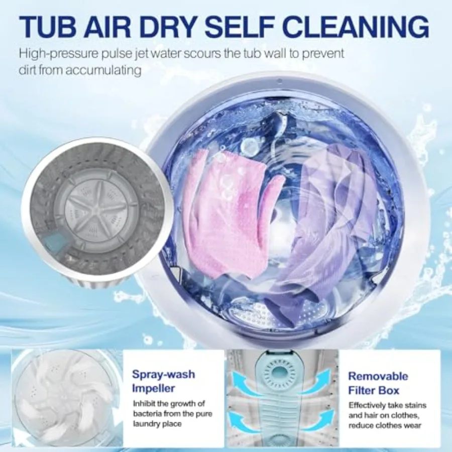 غسالة محمولة بوزن 17.8 رطل مع مضخة تصريف 2.4 قدم مكعب، مجموعة غسالة ومجفف أوتوماتيكية بالكامل، 10 برامج و8 مستويات مياه #5