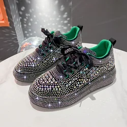 2025 Shining Diamond Luxury Sports Shoes Thick soled Designer Casual Shoes Fashion Casual Vulcanized Flat Shoes Zapatos Mujer