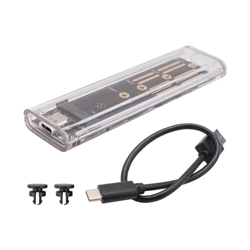 

Новейший чехол M2 SSD M.2 NVME SSD Корпус Портативный SSD RGB Прозрачный чехол для жесткого диска 10 Гбит/с для ПК