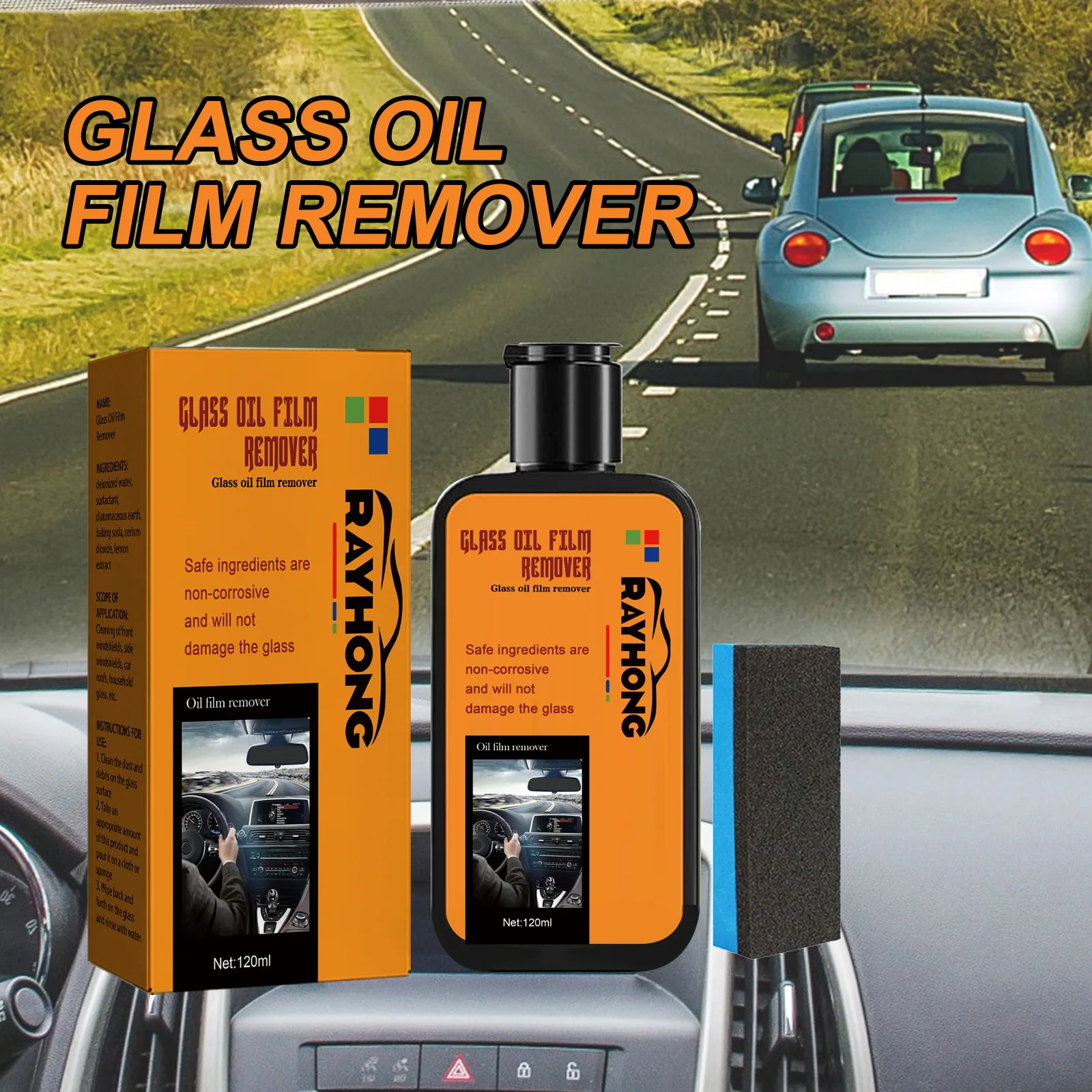 Glass oil film remover, car window and windshield cleaning, stain removal, oil film cleaning agent