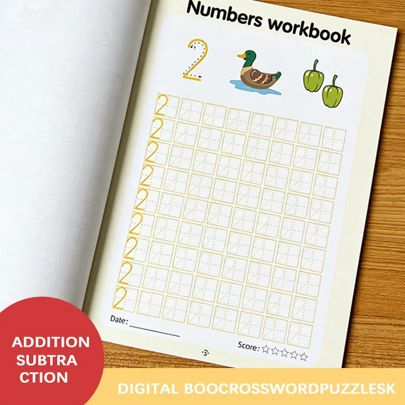 Early Education Book, Children's Digital Exercise Book, Pen Control Training Number 0-100, Interactive Learning Activity Book
