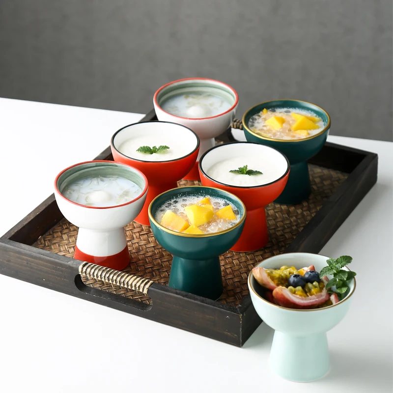 

Ele Cerc High-Stand Yogurt Cup Dert Sna Small Bowl Creative Chinese Cuisine Dining Utensils Faionable Design