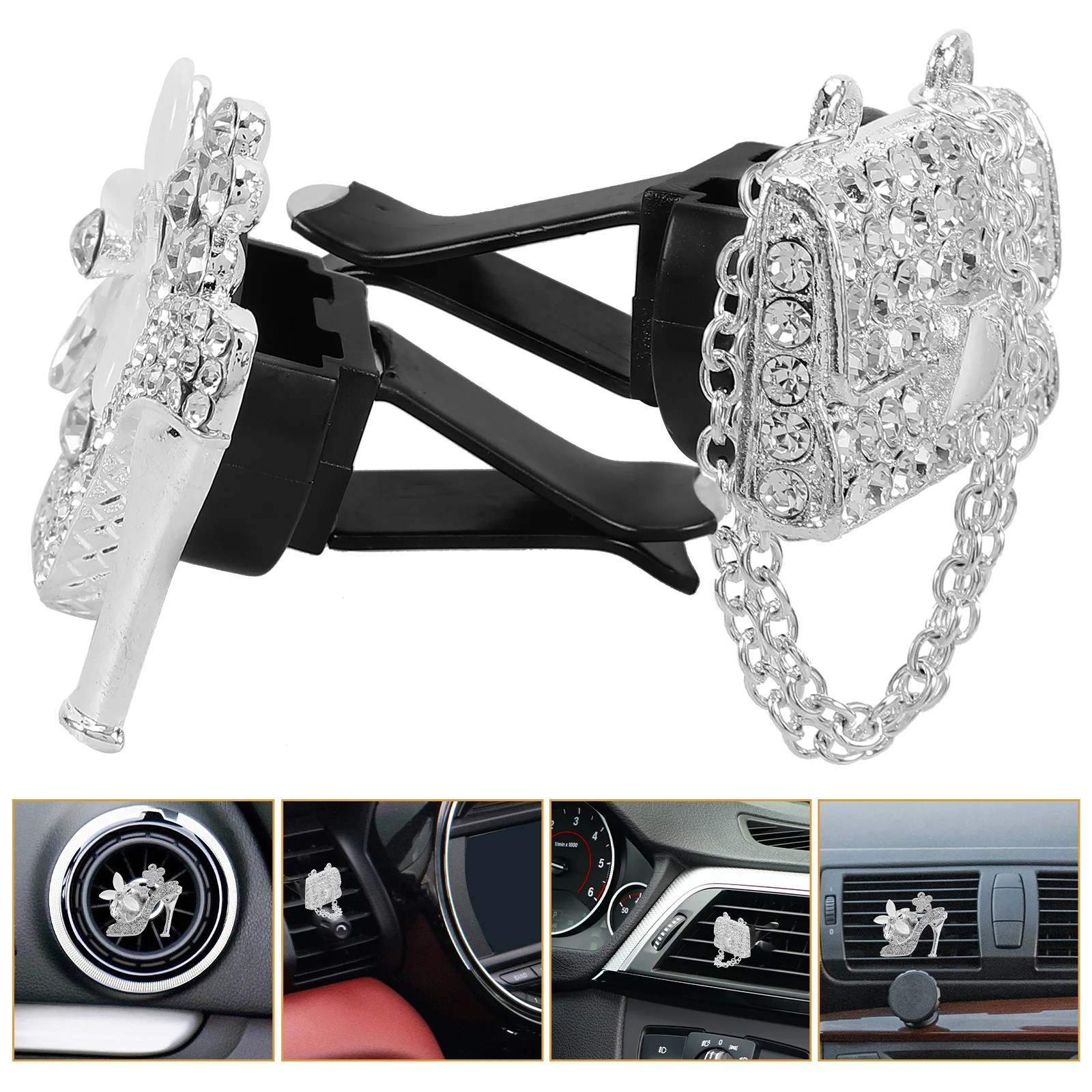 

2Pcs Rhinestone High Heel Car Air Vent Clip Bling Perfume Diffuser Car Accessories Stylish Interior Decoration