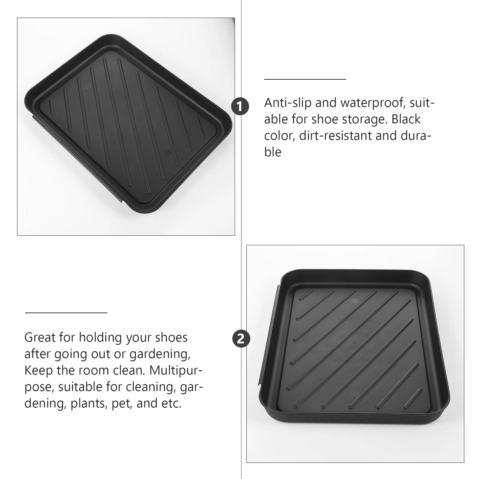 Tray Plastic Shoe Stuff Storage Sundries Mat Plates Dog Food Clean Shoes Versatile Bonsai Black