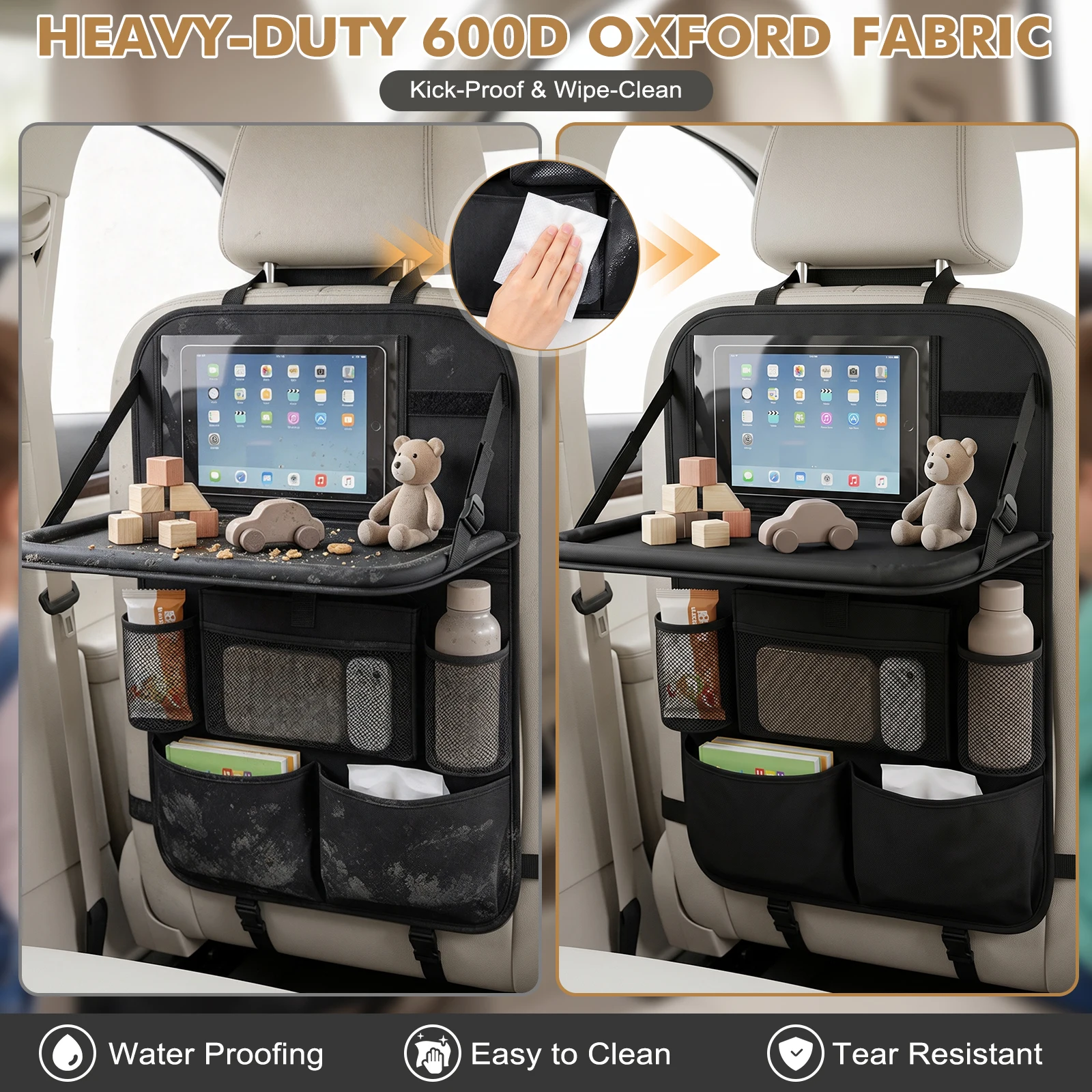 2PCS Car Backseat Organizer with Touch Screen Tablet Holder Auto Storage Pockets Cover Car Seat Back Protectors  Car Accessories