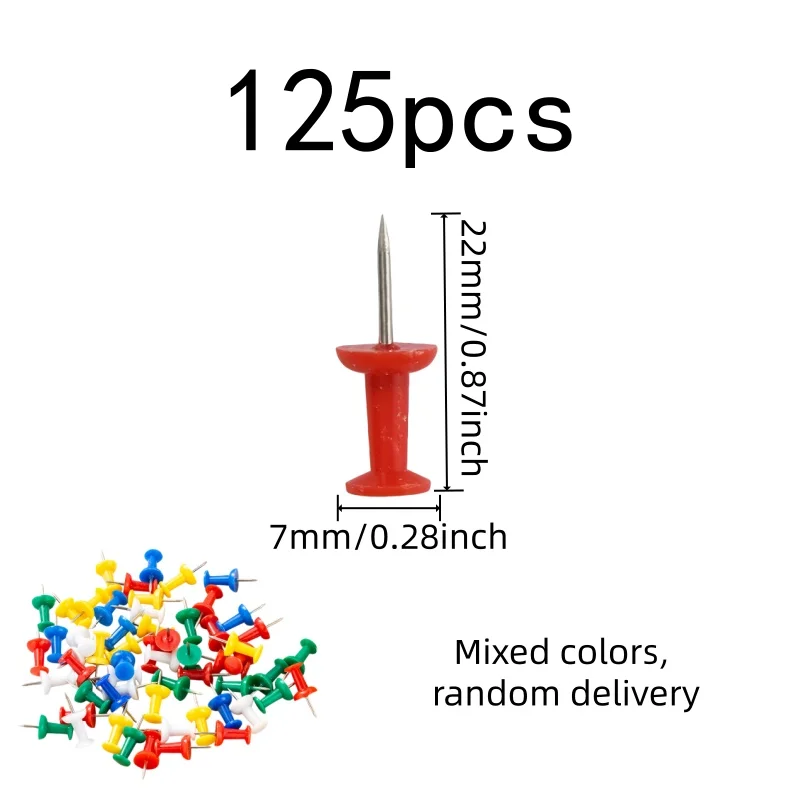 125 pcs Colorful Assorted Colors Colorful Push Pins, great for Home Photo Wall, Sharp Steel Pin Point, Home Photo Wall