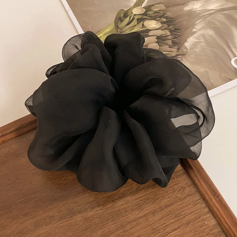 2024 Summer Organza Scrunchies Oversized Korea Large Hair Scrunchie Women Elastic Hair Bands Headwear Chiffon Hair Rope Ties