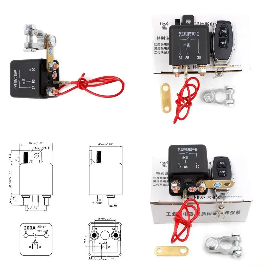

B03F автомобильный аккумулятор, реле, беспроводной пульт дистанционного управления, 12 В, 200 А, главный выключатель, аксессуар
