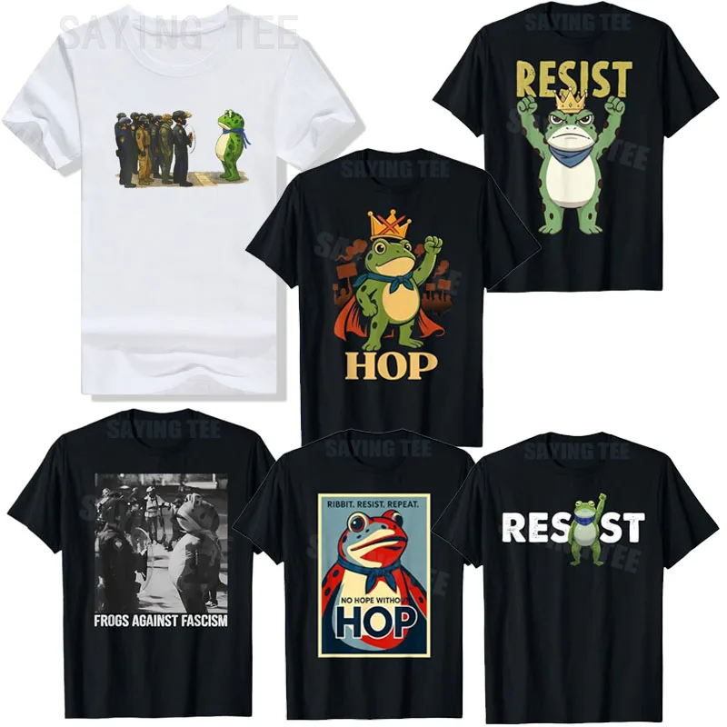 Divertida rana de Portland Hop protesta resistir rana sin reyes sapo camiseta Ribbit resistir repetir sin esperanza sin ranas de Hop contra el fascismo