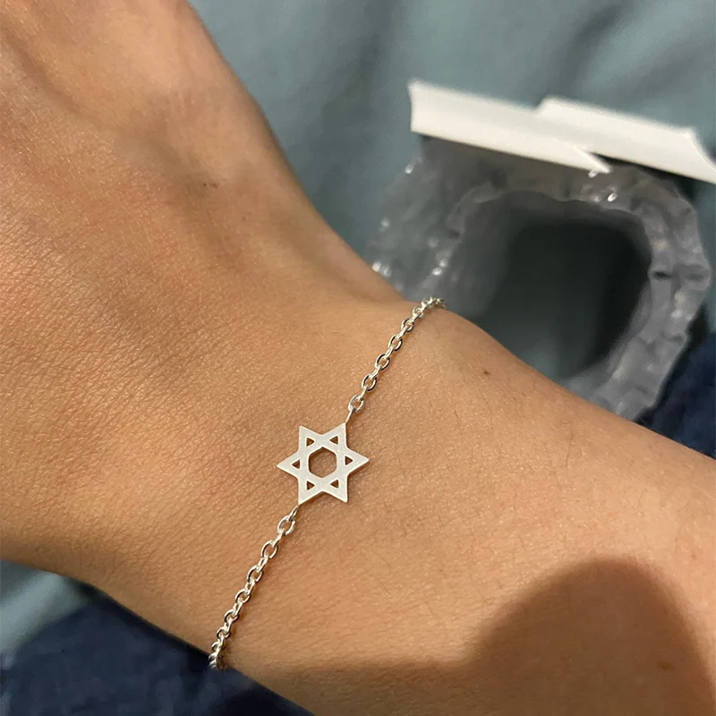 V Attract 2024 Stainless Steel Chain Pulseras Vintage Mujer Jerusalem Magen Star OF David Charm Bracelet Femme Jewish Jewelry