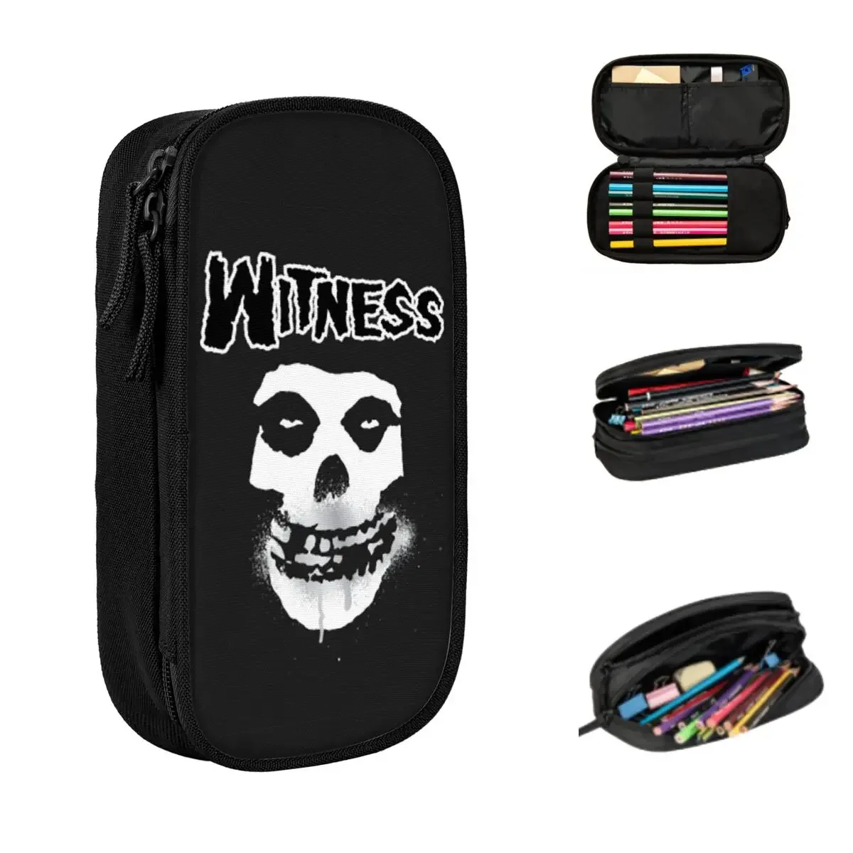 

Пеналы Misfits с черепом, большие сумки для ручек, коробка для ручек, пенал для мальчиков и девочек, студентов, канцелярские принадлежности, школьные и офисные принадлежности