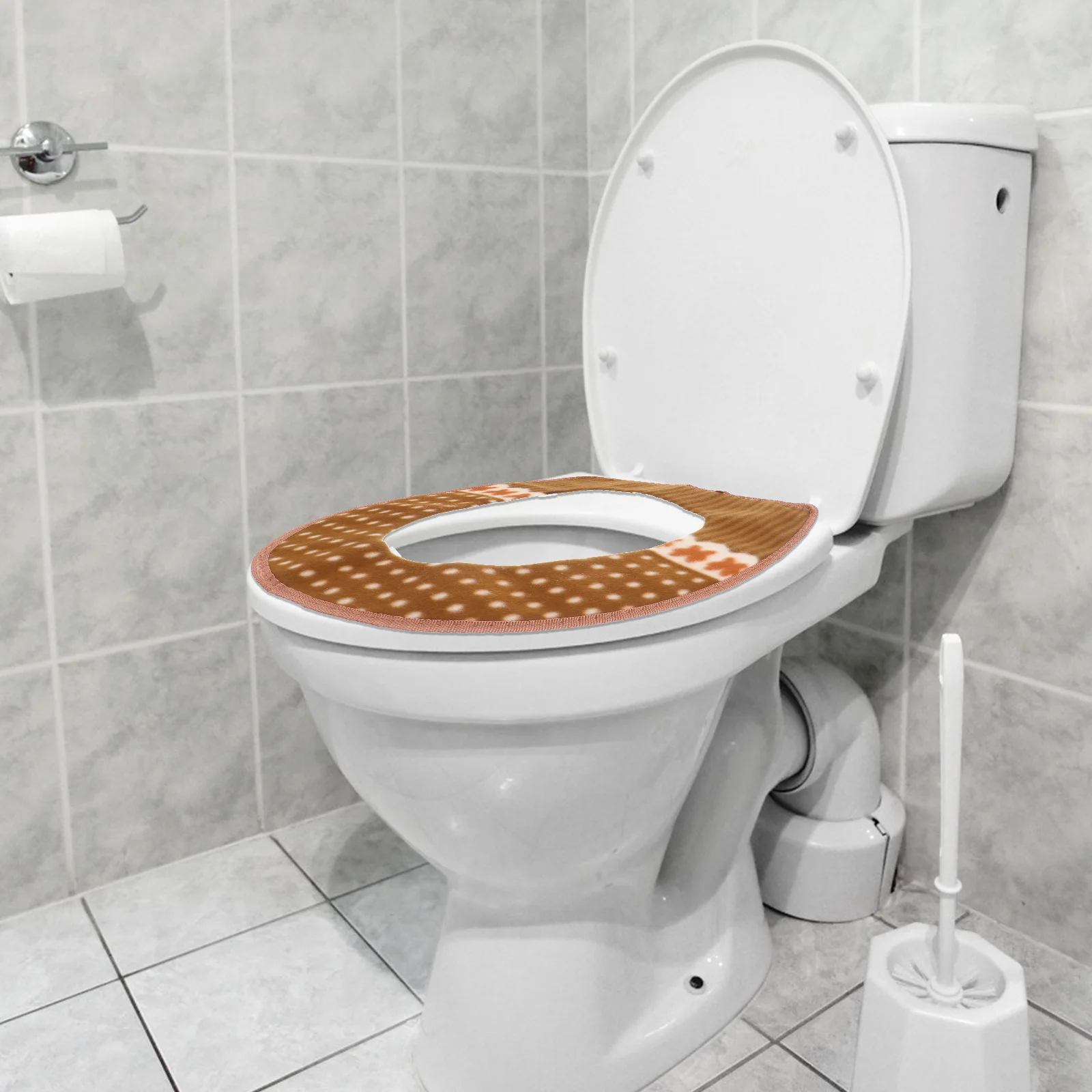 

Washable Hook Loop Adhesive Pu Design Comfortable Toilet Lid Home Travel Coffee Color Seat Cushion Cover Warmer For