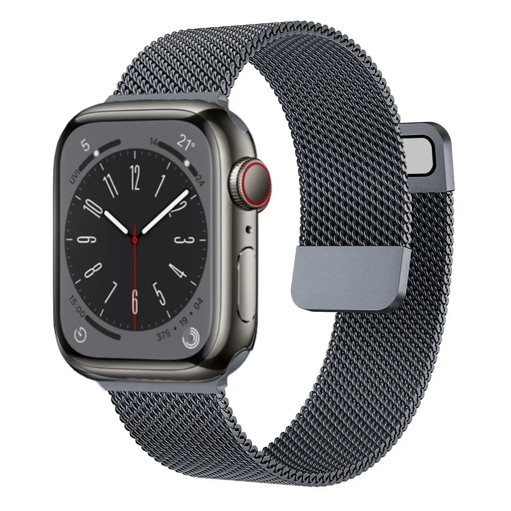 Correa Milanesa para Apple Watch Ultra/2, banda magnética de Metal de doble sección de 49mm, 9, 8, 7, 45mm, 41mm, 6, 5, 4, SE, 44mm, 40mm, 10, 46mm, 42mm