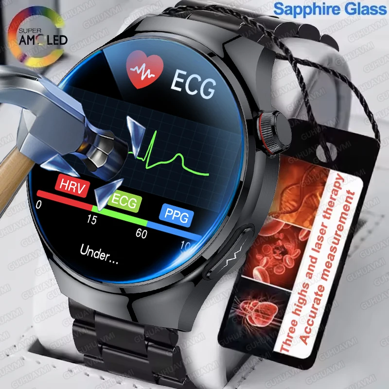 

2025 New Health ECG+PPG SmartWatch Sapphire AMOLED Screen Micro examination Blood fat Uric acid HRV Organ monitor Smart bracelet