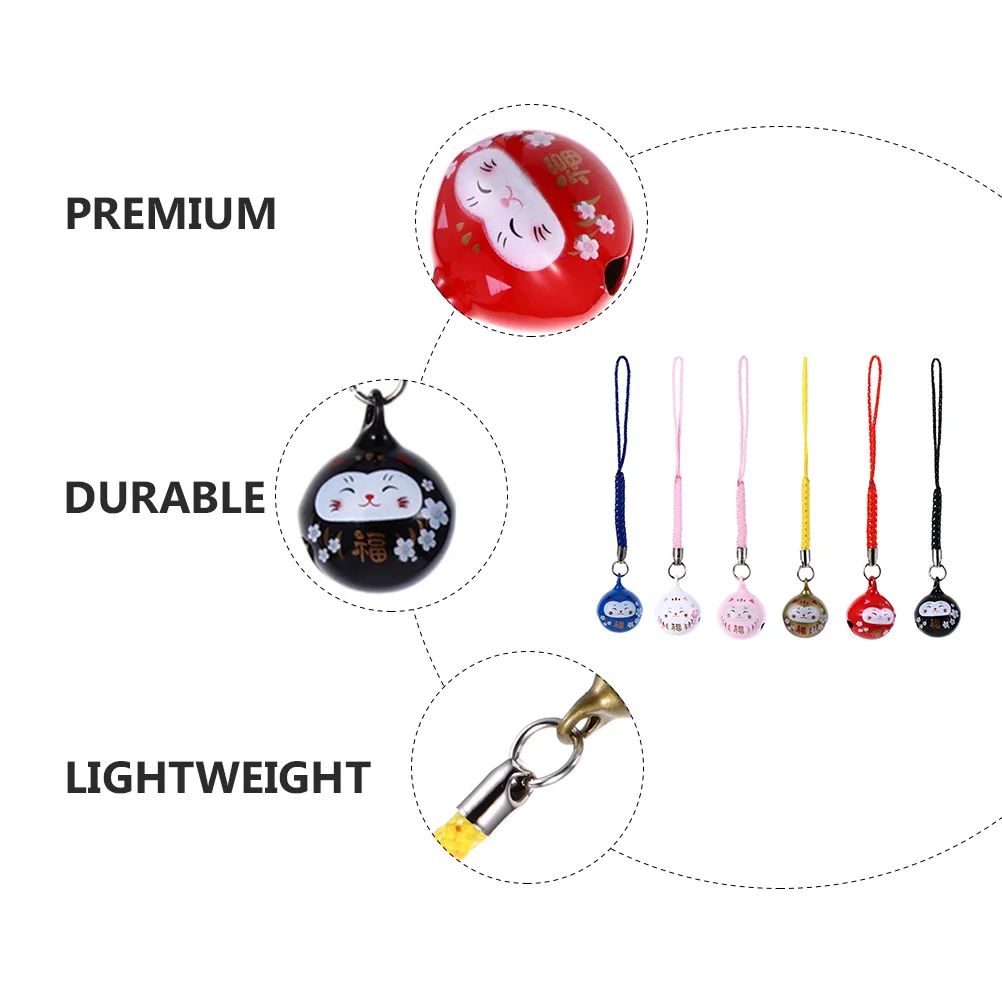 

6Pcs Lucky Cat Phone Chain Pendant Multipurpose Lightweight Mobile Phone Hanging Decor for Bag Keychain Backpack Creative Chic