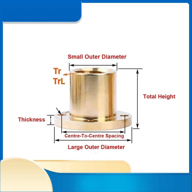 Tr8-Tr20 All Copper Round Flange T Trapezoidal Screw Nut With Positive Reverse Thread