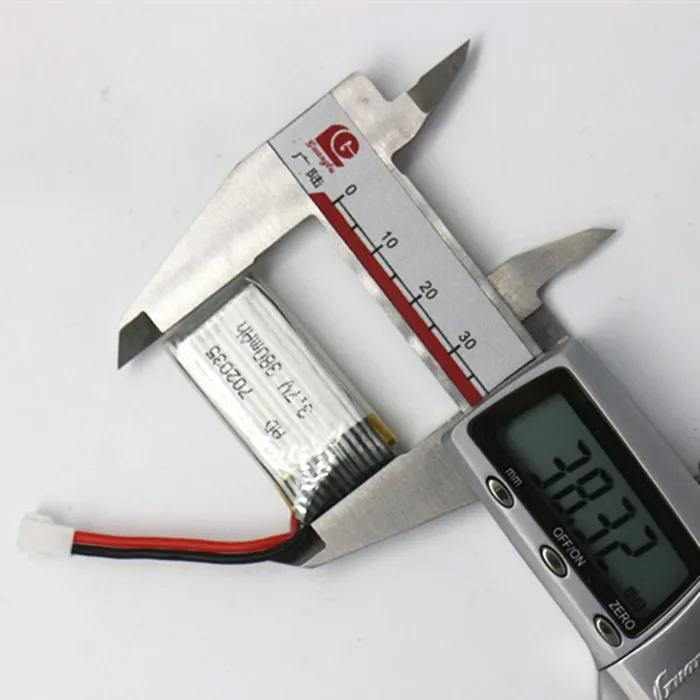 保護プレート付きリチウムポリマー電池,4軸,3.7v,380mah,702035,25c