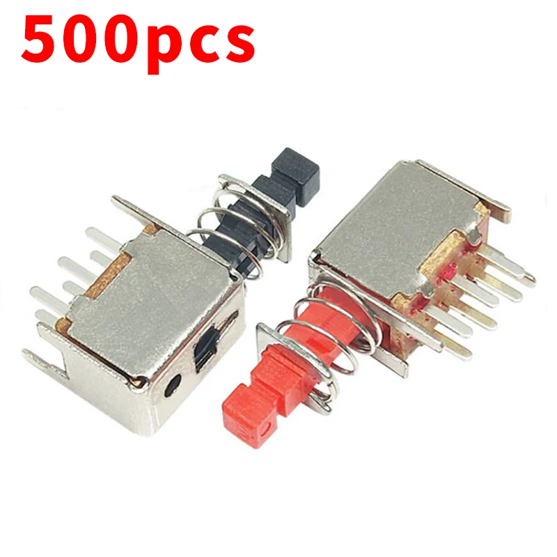 

500pcs PS-22F03 Latching Push Button Switch with cap DPDT Double Pole self/no-locking Self-reset key power switches 6Pin A03